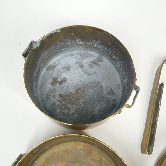 Tiffin Box Indian Brass Vintage Food Carrier 3 Compartment Stacking w/Handle - Picture 11 of 12